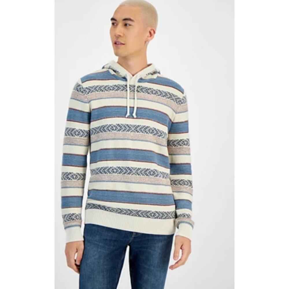 Sun + Stone Pattern Hoodie‎ Mens XL Benji Striped Pullover Stripes Vintage NWT